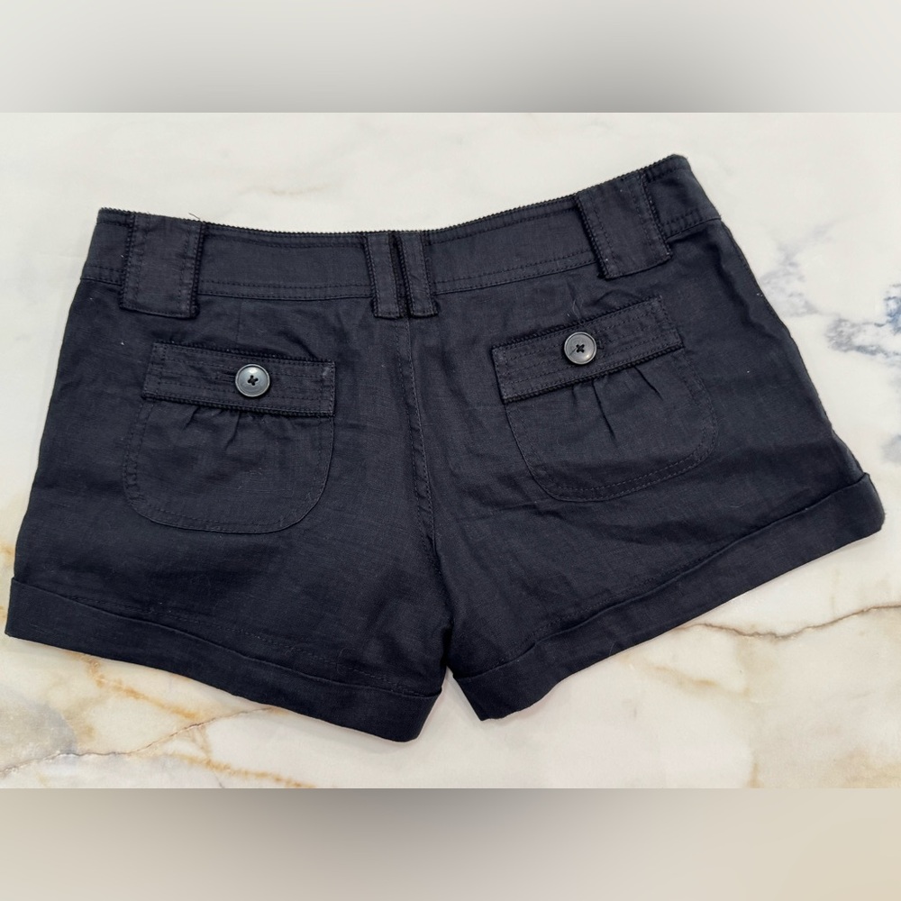 Juicy Couture Black Linen Shorts size 2 pockets preppy Y2K cruise resort wear - Picture 6 of 8